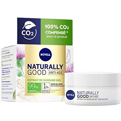 NIVEA NATURALLY GOOD Trattamento di giorno anti-invecchiamento con estratto di bardana barattolo (1 x 50 ml), crema idratante per tutte le pelli anche sensibili, crema viso idratazione 24H NIVEA NATURALLY GOOD Trattamento di giorno anti-invecchiamento con estratto di bardana barattolo (1 x 50 ml), crema idratante per tutte le pelli anche sensibili, crema viso idratazione 24H