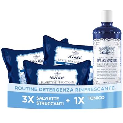 Acqua alle Rose , Salviette struccanti Rinfrescanti + Tonico Acqua alle Rose , Salviette struccanti Rinfrescanti + Tonico