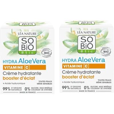 BIO + So Bio Etic Crema Idratante Booster di Brillante Hydra Aloe Vera Idrata & Ravviva la lucentezza Acido Ialuronico & Vitamina C Tutti i tipi di pelle, anche sensibili, 99% di origine naturale BIO + So Bio Etic Crema Idratante Booster di Brillante Hydra Aloe Vera Idrata & Ravviva la lucentezza Acido Ialuronico & Vitamina C Tutti i tipi di pelle, anche sensibili, 99% di origine naturale