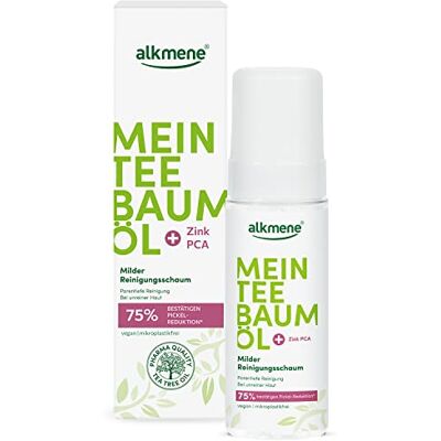 Alkmene Mein Tea Tree Olio detergente per viso, 150 ml, riduzione brufoli confermata al 75%, olio di tea tree naturale, vegano e rispettoso del clima, schiuma per la pulizia del viso per pelli impure Alkmene Mein Tea Tree Olio detergente per viso, 150 ml, riduzione brufoli confermata al 75%, olio di tea tree naturale, vegano e rispettoso del clima, schiuma per la pulizia del viso per pelli impure