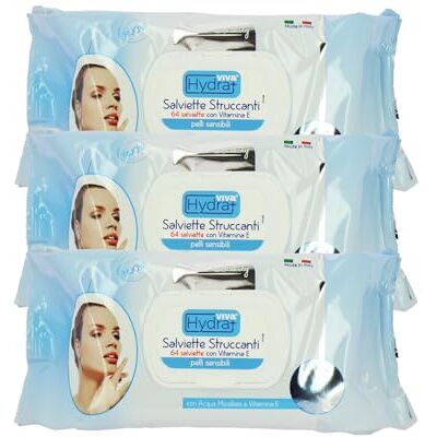 MAURY'S IL NUMERO UNO DEL RISPARMIO Hydra Viva+ Salviette Struccanti Umidificate con Clip 192PZ Pelli Sensibili, con Vitamina E, Acqua Micellare, Azione Delicata, Idrata, Tonifica, Dermatologicamente Testate Made in Italy 3CF MAURY'S IL NUMERO UNO DEL RISPARMIO Hydra Viva+ Salviette Struccanti Umidificate con Clip 192PZ Pelli Sensibili, con Vitamina E, Acqua Micellare, Azione Delicata, Idrata, Tonifica, Dermatologicamente Testate Made in Italy 3CF