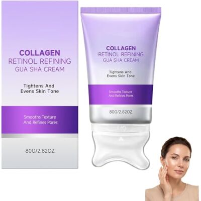 Generic Crema Gua Sha al Collagene e Retinolo con applicatore Gua Sha integrato, idratante rassodante anti-età per la linea della mascella e il contorno del viso, effetto tonificante Generic Crema Gua Sha al Collagene e Retinolo con applicatore Gua Sha integrato, idratante rassodante anti-età per la linea della mascella e il contorno del viso, effetto tonificante