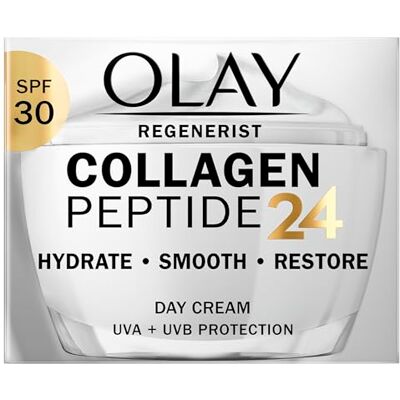 Olay Crema idratante Collagen Peptide 24 50 ml, crema viso con protezione SPF 30 + peptide di collagene e vitamina B3, idrata istantaneamente per 24 ore Olay Crema idratante Collagen Peptide 24 50 ml, crema viso con protezione SPF 30 + peptide di collagene e vitamina B3, idrata istantaneamente per 24 ore