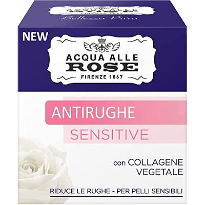 Acqua alle Rose , Crema Viso Antirughe Sensitive con Collagene Vegetale ed Estratto di Rosa, Crema Antirughe, Delicata sulla Pelle, Ideale per Pelli Sensibili 100% Naturale 50ml Acqua alle Rose , Crema Viso Antirughe Sensitive con Collagene Vegetale ed Estratto di Rosa, Crema Antirughe, Delicata sulla Pelle, Ideale per Pelli Sensibili 100% Naturale 50ml