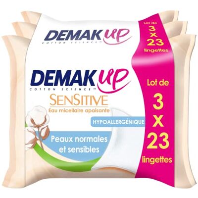 Demak'Up Demak' Up Sensitive 3 pacchetti di 23 salviette démaquillante Pelli Normali/Sensibili Demak'Up Demak' Up Sensitive 3 pacchetti di 23 salviette démaquillante Pelli Normali/Sensibili