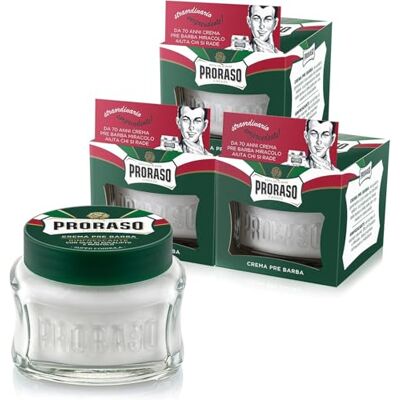 Proraso Crema Pre Barba Rinfrescante, 3 x 100ml, Crema barba pre-rasatura rinfrescante e tonificante con Olio d'Eucalipto e Mentolo, Made in Italy Proraso Crema Pre Barba Rinfrescante, 3 x 100ml, Crema barba pre-rasatura rinfrescante e tonificante con Olio d'Eucalipto e Mentolo, Made in Italy
