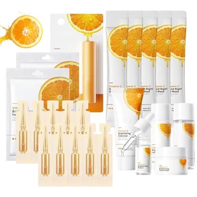 Eniyou Set di Cura Della Pelle con Vitamina C per Viso Set Creme Donna Regalo Skin Care Kit Include Detergente Visage Tonico Lozione Siero Crema Maschera in Gel Maschera Balsamo Labbra Fiale Monouso Eniyou Set di Cura Della Pelle con Vitamina C per Viso Set Creme Donna Regalo Skin Care Kit Include Detergente Visage Tonico Lozione Siero Crema Maschera in Gel Maschera Balsamo Labbra Fiale Monouso