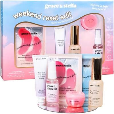 grace & stella Set Regalo Donna Weekend Reset – Kit Skincare Viso Completo con Patch Occhi Oro, Siero all’Acido Ialuronico, Maschera al Fango del Mar Morto – Regalo Donna Compleanno, San Valentino, Anniversario grace & stella Set Regalo Donna Weekend Reset – Kit Skincare Viso Completo con Patch Occhi Oro, Siero all’Acido Ialuronico, Maschera al Fango del Mar Morto – Regalo Donna Compleanno, San Valentino, Anniversario