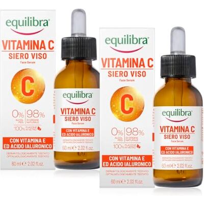Equilibra Siero Gel Viso Vitamina C,Per Viso,Contorno Occhi e Collo,2x60 ml Equilibra Siero Gel Viso Vitamina C,Per Viso,Contorno Occhi e Collo,2x60 ml
