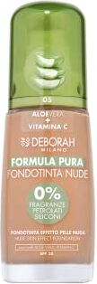 Deborah Fondotinta Liquido Formula Nude Pura SPF 20 N.5 Amber Senza Parabeni, Texture Fluida, Leggera e Confortevole, Effetto Seconda Pelle, Finish Mat, 30 ml