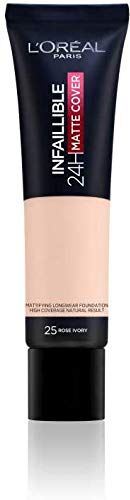 L'ORÉAL 3 x New L'Oreal Infallible 24H Matte Cover Foundation 30ml 25 Rose Ivory