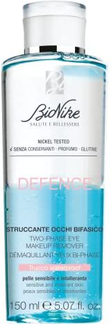 BioNike Defence Struccante Occhi Bifasico per Pelli Sensibili e Intolleranti, Ideale anche il Trucco Waterproof, Dona una Detersione Profonda e Idratazione, 150 ml