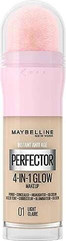 Maybelline New York Fondotinta Perfezionante Instant Perfector 4-in-1 Glow, Minimizza, Corregge, Uniforma e Illumina, Finish Luminoso Senza Imperfezioni, 20 ml, Tonalità: 01 Light