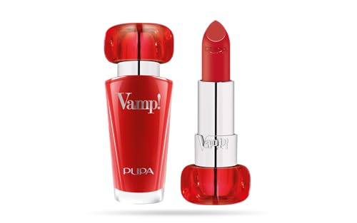 Pupa Rossetto Vamp! 303 Iconic Red Rossetto dal Colore estremo con Trattamento volumizzante per Labbra rimpolpate (disponibile in 24 Varianti Colore)