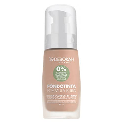 Deborah Milano Fondotinta Formula Pura SPF 15 con Ingredienti Naturali, 01 Fair, Effetto Idratante e Antiossidante, Dona una Pelle Morbida, Vellutata e Levigata, 30 ml