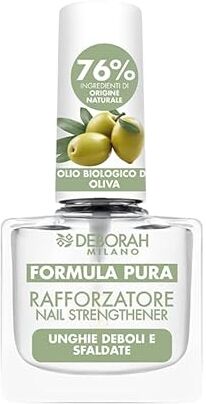 DEBORAH Milano Smalto Formula Pura Trattamento Rafforzatore per Unghie Deboli e Sfaldate, con Ingredienti Naturali e Olio Biologico di Oliva, Ripara e Dona Nutrizione, 8.5 ml