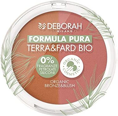 DEBORAH Terra & Fard Formula Pura, con materie prime Biologiche e Vegane Scalda il colorito e dona un finish radioso- Ideale per pelli sensibili Colore n.3 Tan, 9 gr