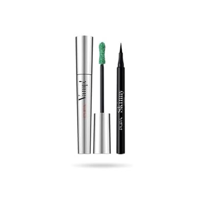 Pupa Mascara Vamp! (Colore Military Green) + Eyeliner Skinny Liner (Colore Extra Black) Ciglia dal Volume smisurato e intensificate con Penna ultra slim, Tratto facile e super sottile Pupa Mascara Vamp! (Colore Military Green) + Eyeliner Skinny Liner (Colore Extra Black) Ciglia dal Volume smisurato e intensificate con Penna ultra slim, Tratto facile e super sottile