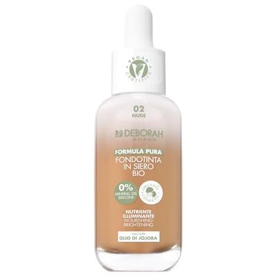 DEBORAH Milano Fondotinta in Siero Biologico Formula Pura SPF 20, n.02 Nude, con Olio di Jojoba e Mix di Oli Biologici, Finish Luminoso, Texture Fluida e Leggera, Effetto No-MakeUp, 30 ml DEBORAH Milano Fondotinta in Siero Biologico Formula Pura SPF 20, n.02 Nude, con Olio di Jojoba e Mix di Oli Biologici, Finish Luminoso, Texture Fluida e Leggera, Effetto No-MakeUp, 30 ml