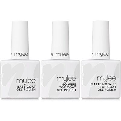 MYLEE Set di 3 smalti gel per unghie, top coat opaco e senza salvietta, base coat, 3 x 10 ml, UV/LED, soak off, manicure, pedicure e uso domestico, lunga durata, facile da applicare, senza MYLEE Set di 3 smalti gel per unghie, top coat opaco e senza salvietta, base coat, 3 x 10 ml, UV/LED, soak off, manicure, pedicure e uso domestico, lunga durata, facile da applicare, senza