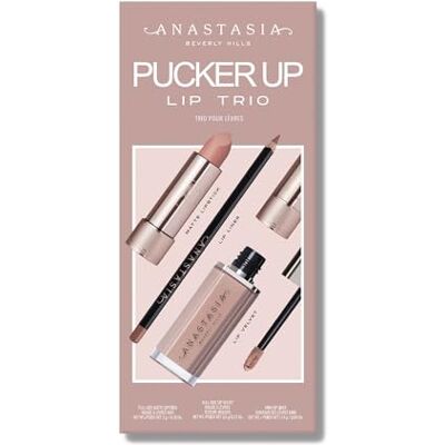 Anastasia Beverly Hills Pucker Up Lip Trio 2025 Rossetto Blush Brown/Lip Velvet Crush/Lip Liner Malt Set regalo per le vacanze Anastasia Beverly Hills Pucker Up Lip Trio 2025 Rossetto Blush Brown/Lip Velvet Crush/Lip Liner Malt Set regalo per le vacanze