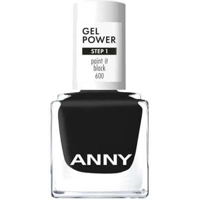 ANNY Gel Power Nail Polish – Smalto gel colorato senza lampada UV brillante e resistente fino a 12 giorni, resistente alle schegge e ai graffi, colore: Paint it Black – nero laccato profondo – 8 ml ANNY Gel Power Nail Polish – Smalto gel colorato senza lampada UV brillante e resistente fino a 12 giorni, resistente alle schegge e ai graffi, colore: Paint it Black – nero laccato profondo – 8 ml