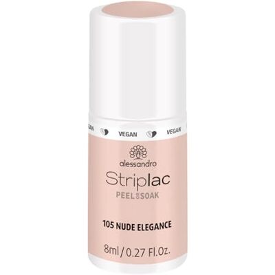 alessandro Peel or Soak Striplac Smalto per unghie 1 x 8 ml, vegano, di colore Nude Elegance per unghie perfette in solo 15 minuti alessandro Peel or Soak Striplac Smalto per unghie 1 x 8 ml, vegano, di colore Nude Elegance per unghie perfette in solo 15 minuti