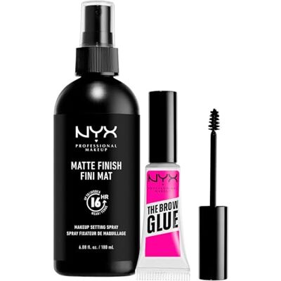 NYX PROFESSIONAL MAKEUP Spray Fissante Trucco Matte Finish Maxi Formato No Transfer Lunga Tenuta 16h 180ml + The Brow Glue Gel Sopracciglia Trasparente Istantaneo Effetto Laminazione 5g Set da 2 NYX PROFESSIONAL MAKEUP Spray Fissante Trucco Matte Finish Maxi Formato No Transfer Lunga Tenuta 16h 180ml + The Brow Glue Gel Sopracciglia Trasparente Istantaneo Effetto Laminazione 5g Set da 2