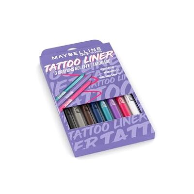 Maybelline New-York Cofanetto per matite in gel per occhi, effetto tatuaggio, impermeabile, 36 ore Maybelline New-York Cofanetto per matite in gel per occhi, effetto tatuaggio, impermeabile, 36 ore