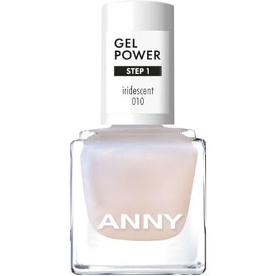 ANNY Gel Power Nail Polish Smalto gel colorato senza lampada UV, brillantezza brillante e durata fino a 12 giorni, resistente alle schegge e ai graffi, colore: Iridescent Bianco madreperla ANNY Gel Power Nail Polish Smalto gel colorato senza lampada UV, brillantezza brillante e durata fino a 12 giorni, resistente alle schegge e ai graffi, colore: Iridescent Bianco madreperla