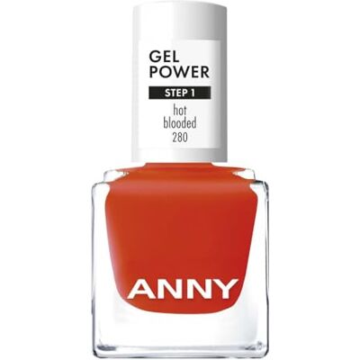 ANNY Gel Power Nail Polish Smalto gel colorato senza lampada UV, brillantezza brillante e durata fino a 12 giorni, resistente alle schegge e ai graffi, colore: Hot Blooded Rosso fuoco brillante ANNY Gel Power Nail Polish Smalto gel colorato senza lampada UV, brillantezza brillante e durata fino a 12 giorni, resistente alle schegge e ai graffi, colore: Hot Blooded Rosso fuoco brillante