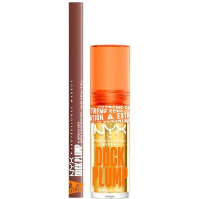 NYX PROFESSIONAL MAKEUP Duck Plump Gloss Lucidalabbra Colore 01 Clearly Spicy 7ml + Duck Plump Plumping Lip Liner Matita Labbra Colore 06 Nude Flip Rimpolpante con Zenzero e Peperoncino Set da 2 NYX PROFESSIONAL MAKEUP Duck Plump Gloss Lucidalabbra Colore 01 Clearly Spicy 7ml + Duck Plump Plumping Lip Liner Matita Labbra Colore 06 Nude Flip Rimpolpante con Zenzero e Peperoncino Set da 2