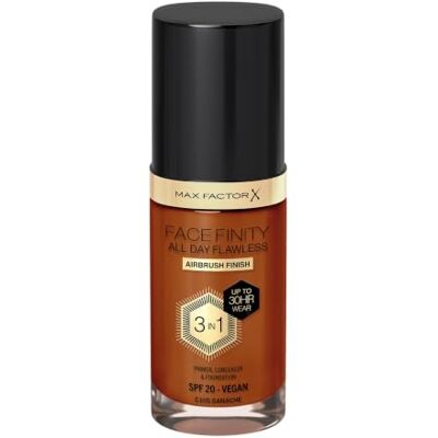Max Factor Fondotinta Facefinity All Day Flawless – Correttore, Fondotinta liquido e primer viso 3-in-1, Formula vegan, Copertura modulabile, Tenuta fino a 30 ore, SPF20 – C105 Ganache, 30 ml Max Factor Fondotinta Facefinity All Day Flawless – Correttore, Fondotinta liquido e primer viso 3-in-1, Formula vegan, Copertura modulabile, Tenuta fino a 30 ore, SPF20 – C105 Ganache, 30 ml
