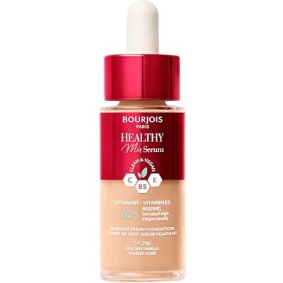 Bourjois Healthy Mix Serum Foundation,Fondotinta & Siero,Luminosità & Idratazione Istantanee, Formula Vegana, Effetto Luminoso, Idratazione, Fino a 24 Ore, #51.2W Golden Vanilla Beige, 30 ml Bourjois Healthy Mix Serum Foundation,Fondotinta & Siero,Luminosità & Idratazione Istantanee, Formula Vegana, Effetto Luminoso, Idratazione, Fino a 24 Ore, #51.2W Golden Vanilla Beige, 30 ml