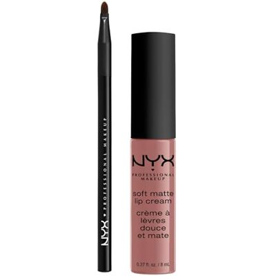 NYX PROFESSIONAL MAKEUP Tinta Labbra Soft Matte Lip Cream 36 Los Angeles Finish Opaco Texture Leggera Cremosa Pigmentata Flacone da 8ml + Pennello Labbra Pro Brush Lip con Punta Sottile Set da 2 NYX PROFESSIONAL MAKEUP Tinta Labbra Soft Matte Lip Cream 36 Los Angeles Finish Opaco Texture Leggera Cremosa Pigmentata Flacone da 8ml + Pennello Labbra Pro Brush Lip con Punta Sottile Set da 2