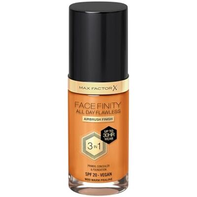 Max Factor Fondotinta Facefinity All Day Flawless – Correttore, Fondotinta liquido e primer viso 3-in-1, Formula vegan, Copertura modulabile, Tenuta fino a 30 ore, SPF20 – W89 Warm Praline, 30 ml Max Factor Fondotinta Facefinity All Day Flawless – Correttore, Fondotinta liquido e primer viso 3-in-1, Formula vegan, Copertura modulabile, Tenuta fino a 30 ore, SPF20 – W89 Warm Praline, 30 ml