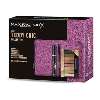 Max Factor , Cofanetto Regalo Donna Teddy Chic, Pochette in morbido tessuto teddy con Mascara 2000 Cal Black + Matita Occhi Khol Kajal 20 Black + Palette Ombretti Masterpiece Nude Golden Max Factor , Cofanetto Regalo Donna Teddy Chic, Pochette in morbido tessuto teddy con Mascara 2000 Cal Black + Matita Occhi Khol Kajal 20 Black + Palette Ombretti Masterpiece Nude Golden