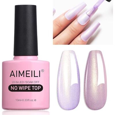 AIMEILI Top Coat Perlato 10ml No Wipe Top Coat Gel UV Glitterato 009 AIMEILI Top Coat Perlato 10ml No Wipe Top Coat Gel UV Glitterato 009