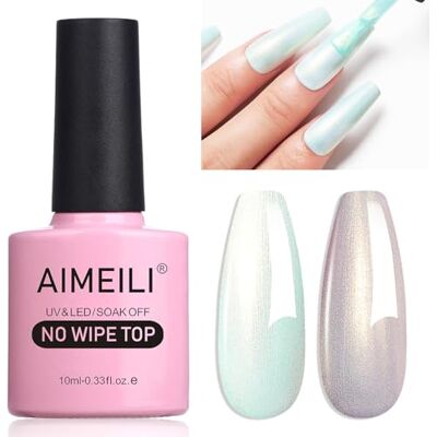 AIMEILI Top Coat Perlato 10ml No Wipe Top Coat Gel UV Glitterato 010 AIMEILI Top Coat Perlato 10ml No Wipe Top Coat Gel UV Glitterato 010