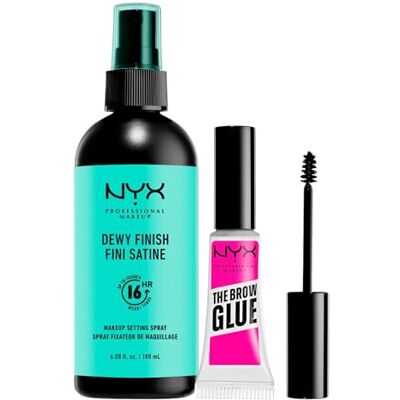 NYX PROFESSIONAL MAKEUP Spray Fissante Trucco Dewy Finish Maxi Formato Lunga Tenuta 16h Effetto Luminoso 180ml + The Brow Glue Gel Sopracciglia Trasparente Effetto Laminazione 5g Set da 2 NYX PROFESSIONAL MAKEUP Spray Fissante Trucco Dewy Finish Maxi Formato Lunga Tenuta 16h Effetto Luminoso 180ml + The Brow Glue Gel Sopracciglia Trasparente Effetto Laminazione 5g Set da 2