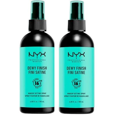 NYX PROFESSIONAL MAKEUP Spray Fissante Makeup Dewy Finish Maxi Formato Lunga Tenuta 16h Effetto Luminoso Anti-Sbavature Formula Leggera No Transfer Vegana 2 Flaconi da 180ml NYX PROFESSIONAL MAKEUP Spray Fissante Makeup Dewy Finish Maxi Formato Lunga Tenuta 16h Effetto Luminoso Anti-Sbavature Formula Leggera No Transfer Vegana 2 Flaconi da 180ml