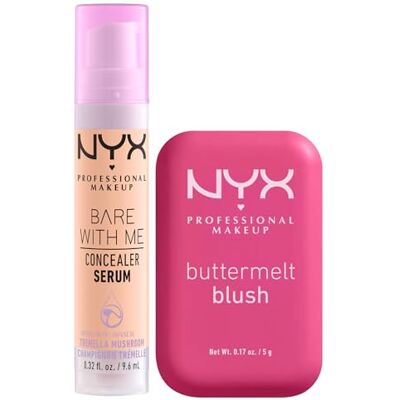 NYX PROFESSIONAL MAKEUP Bare With Me Siero Correttore Colorato 2in1 Coprenza Media 02.5 Medium Vanilla + Buttermelt Blush in Polvere con Burro Mango Mandorle Karité Colore Butta With Time Set da 2 NYX PROFESSIONAL MAKEUP Bare With Me Siero Correttore Colorato 2in1 Coprenza Media 02.5 Medium Vanilla + Buttermelt Blush in Polvere con Burro Mango Mandorle Karité Colore Butta With Time Set da 2