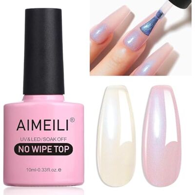 AIMEILI Top Coat Perlato 10ml No Wipe Top Coat Gel UV Glitterato 004 AIMEILI Top Coat Perlato 10ml No Wipe Top Coat Gel UV Glitterato 004