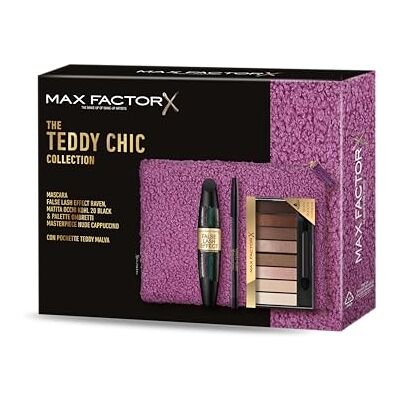 Max Factor , Cofanetto Regalo Donna Teddy Chic, Pochette in tessuto teddy con Mascara False Lash Effect Raven Black + Matita Occhi Khol Kajal 20 Black + Palette Ombretti Masterpiece Nude Cappuccino Max Factor , Cofanetto Regalo Donna Teddy Chic, Pochette in tessuto teddy con Mascara False Lash Effect Raven Black + Matita Occhi Khol Kajal 20 Black + Palette Ombretti Masterpiece Nude Cappuccino