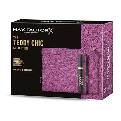 Max Factor , Cofanetto Regalo Donna The Teddy Chic Collection, Pochette in morbido tessuto teddy con Mascara 2000 Calorie Black + Matita Occhi Kohl Pencil 020 Black Max Factor , Cofanetto Regalo Donna The Teddy Chic Collection, Pochette in morbido tessuto teddy con Mascara 2000 Calorie Black + Matita Occhi Kohl Pencil 020 Black
