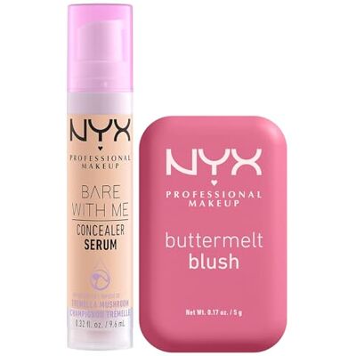 NYX PROFESSIONAL MAKEUP Bare With Me Siero Correttore Colorato 2in1 Idratante Coprenza Media 03 Vanilla + Buttermelt Blush in Polvere con Burro Mango Mandorle e Karité Colore For The Butta Set da 2 NYX PROFESSIONAL MAKEUP Bare With Me Siero Correttore Colorato 2in1 Idratante Coprenza Media 03 Vanilla + Buttermelt Blush in Polvere con Burro Mango Mandorle e Karité Colore For The Butta Set da 2