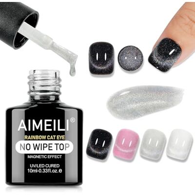 AIMEILI Top Coat Gel UV Glitterato Occhio di Gatto Gel Top Coat Lucido 10ml AIMEILI Top Coat Gel UV Glitterato Occhio di Gatto Gel Top Coat Lucido 10ml