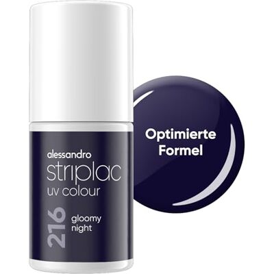 alessandro Striplac Smalto UV Gloomy Night – coprente e antigraffio fino a 15 giorni – facile da applicare – Tecnologia di rimozione delicata – Vegano – Blu, 6,5 ml alessandro Striplac Smalto UV Gloomy Night – coprente e antigraffio fino a 15 giorni – facile da applicare – Tecnologia di rimozione delicata – Vegano – Blu, 6,5 ml