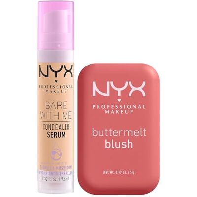 NYX PROFESSIONAL MAKEUP Bare With Me Siero Correttore Colorato 2in1 Idratante Coprenza Media 04 Beige + Buttermelt Blush in Polvere con Burro Mango Mandorle e Karité Colore Feeling Butta Set da 2 NYX PROFESSIONAL MAKEUP Bare With Me Siero Correttore Colorato 2in1 Idratante Coprenza Media 04 Beige + Buttermelt Blush in Polvere con Burro Mango Mandorle e Karité Colore Feeling Butta Set da 2
