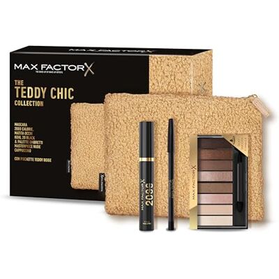 Max Factor , Cofanetto Regalo Donna Teddy Chic, Pochette in morbido tessuto teddy con Mascara 2000 Cal Black + Matita Occhi Khol Kajal 20 Black + Palette Ombretti Masterpiece Nude Cappuccino Max Factor , Cofanetto Regalo Donna Teddy Chic, Pochette in morbido tessuto teddy con Mascara 2000 Cal Black + Matita Occhi Khol Kajal 20 Black + Palette Ombretti Masterpiece Nude Cappuccino
